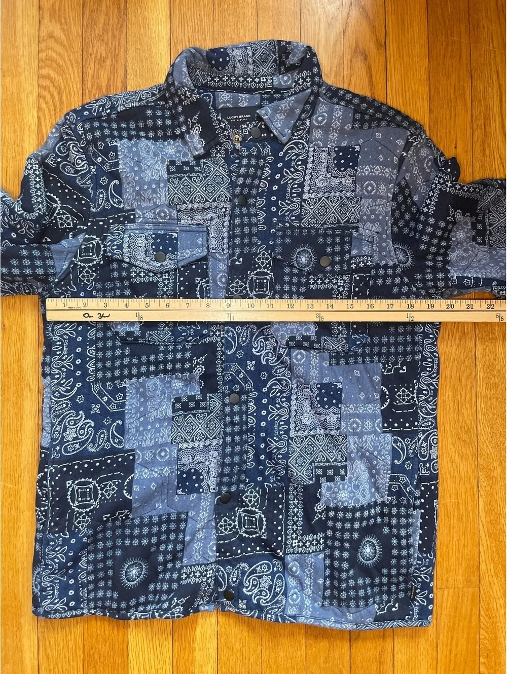 Lucky Brand Men’s Bandana Patchwork Shirt Jacket M Western Workwear Shacket